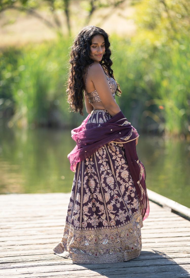 Purple Benarasi Lehenga Set