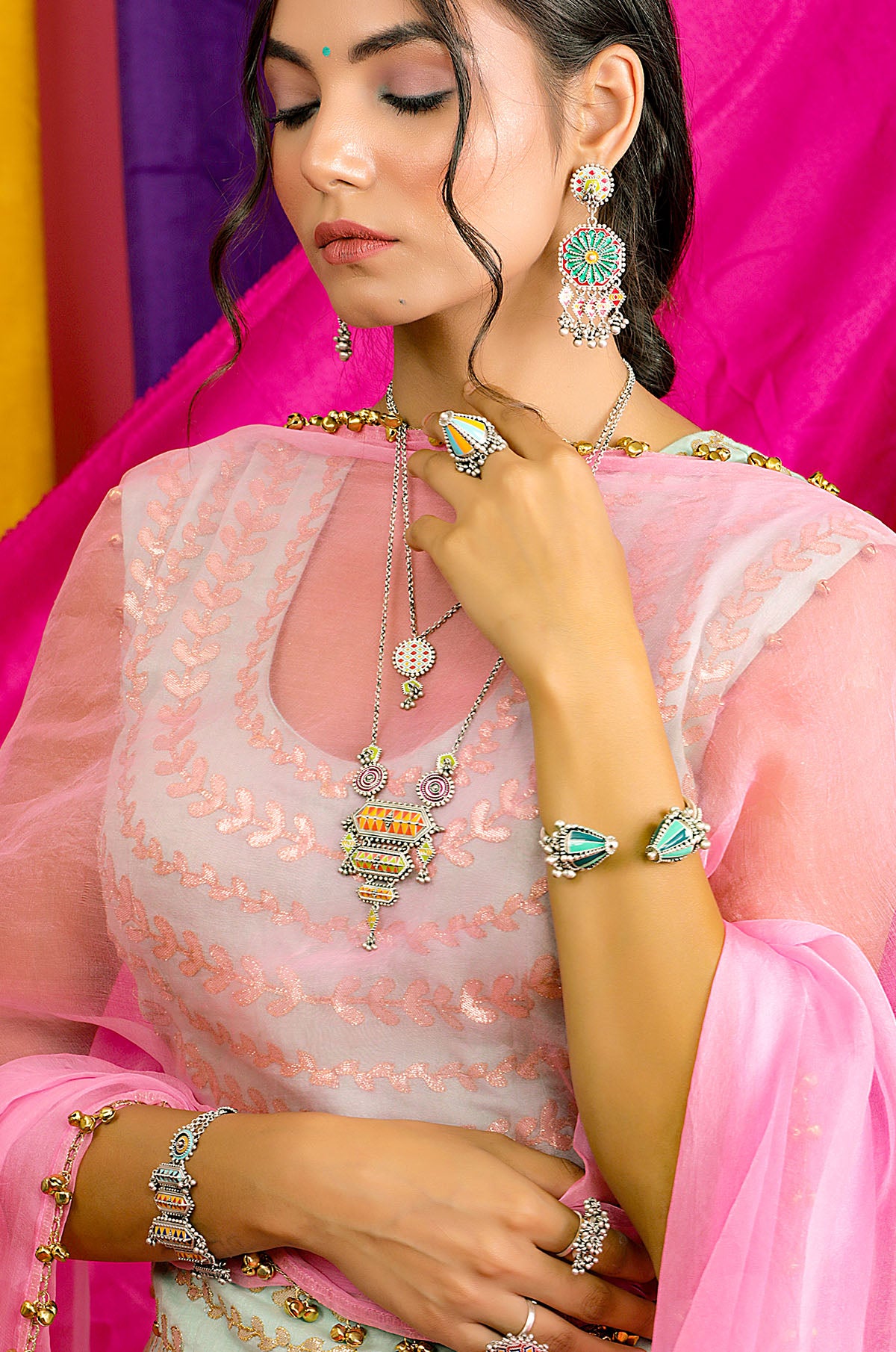 Silver Nirali Ghungroo Necklace