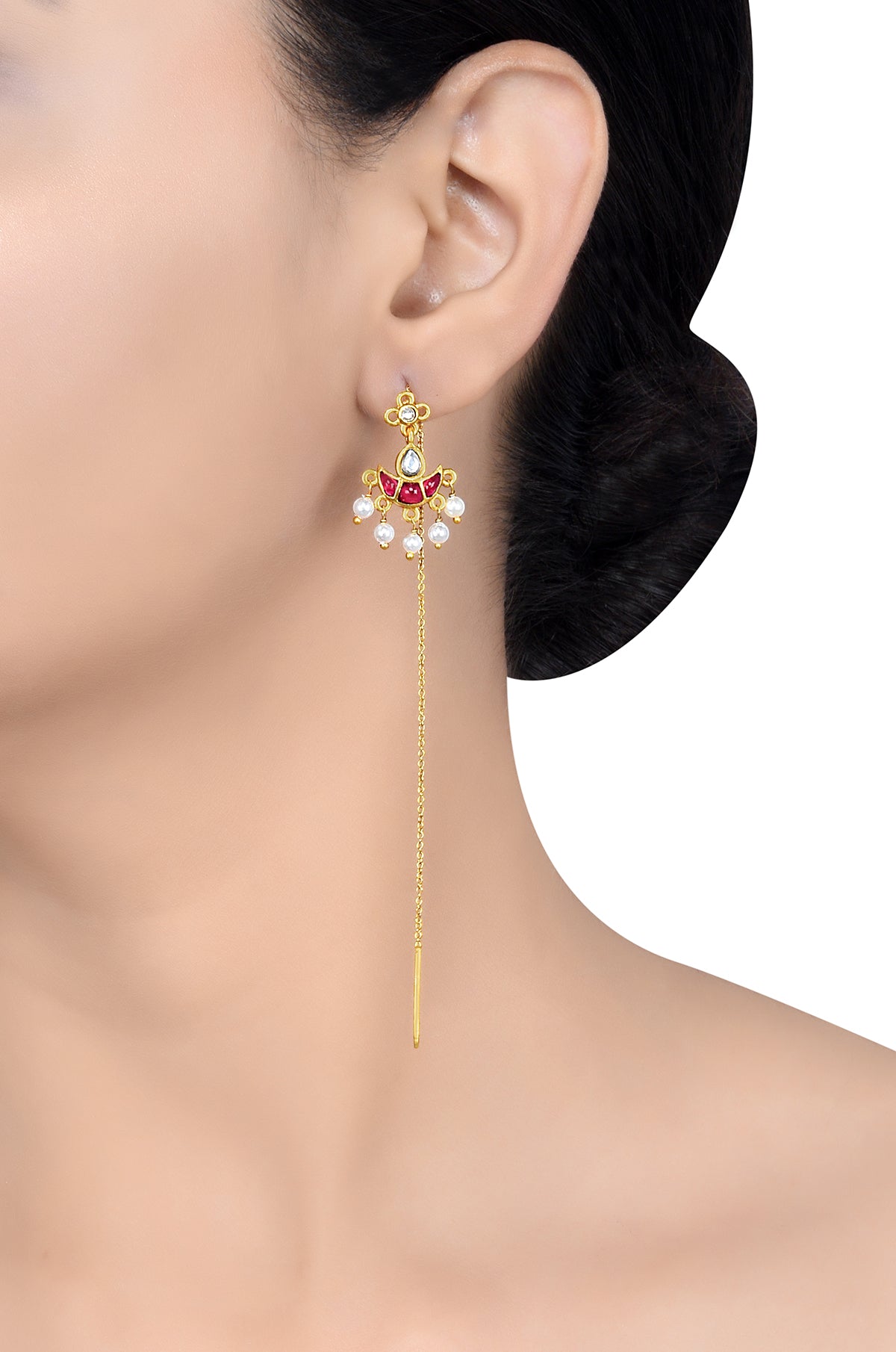 Lotus Charm Threader Earrings
