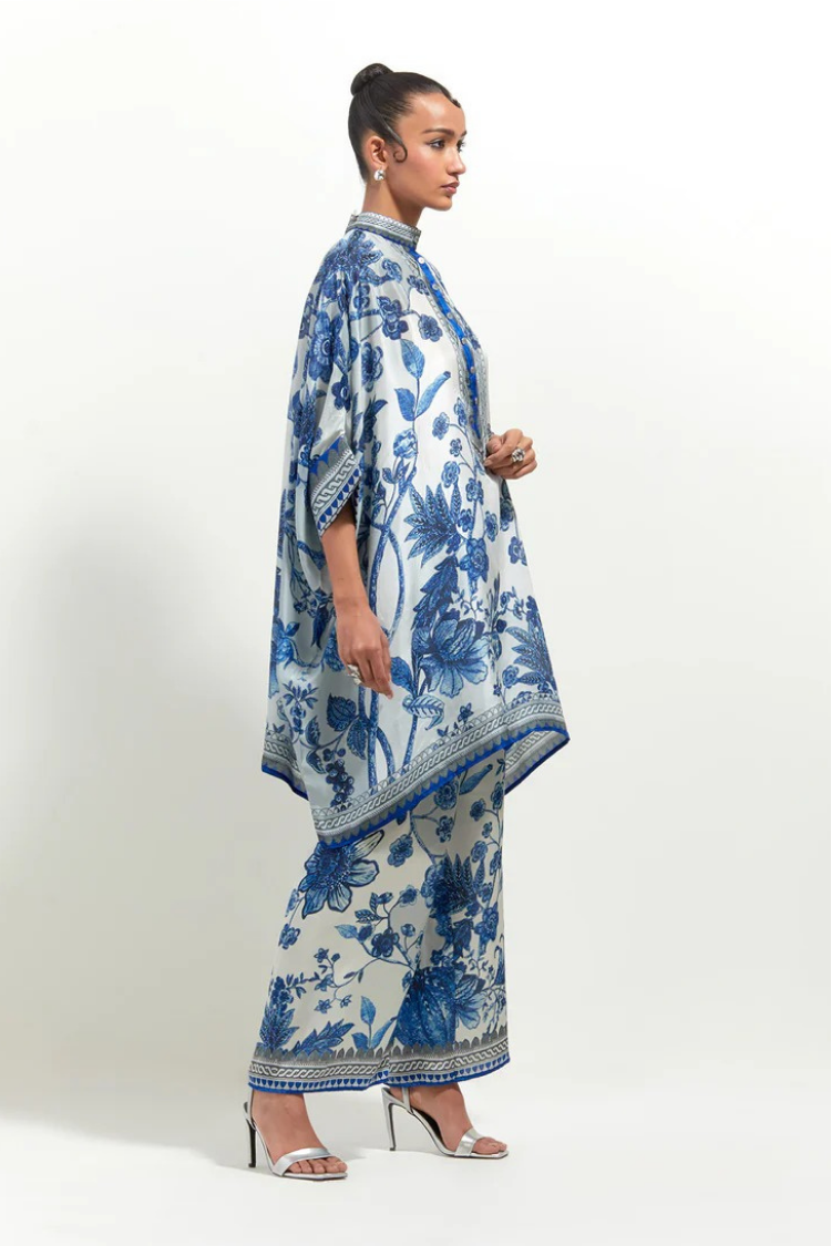 Rajdeep Ranawat Florence Chanel 36" White/Blue Tunic Set