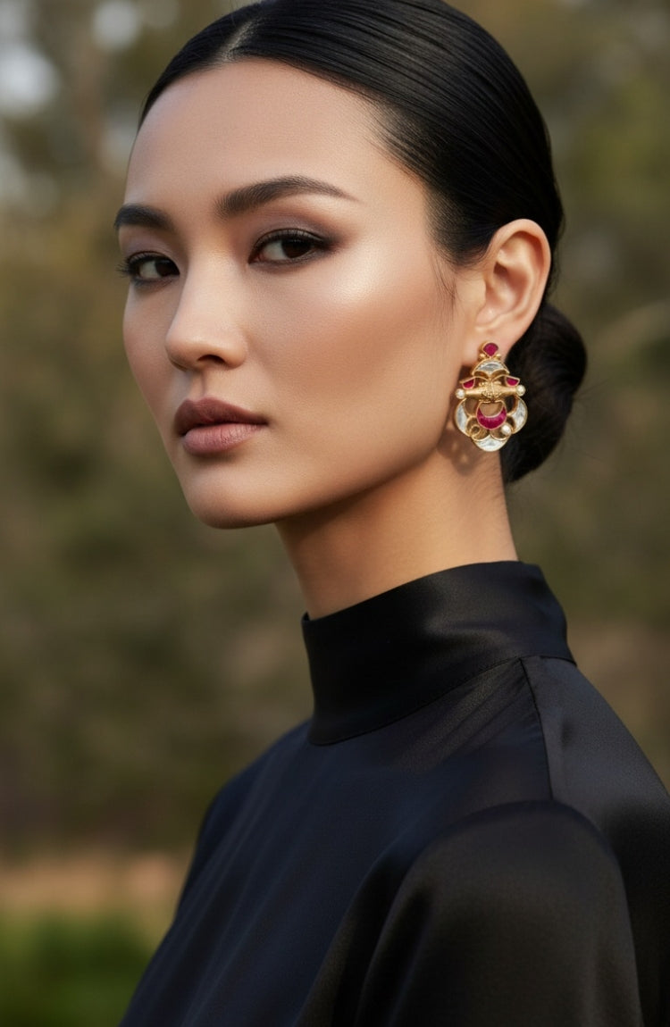 Silver Gold Plated Glass Earrings