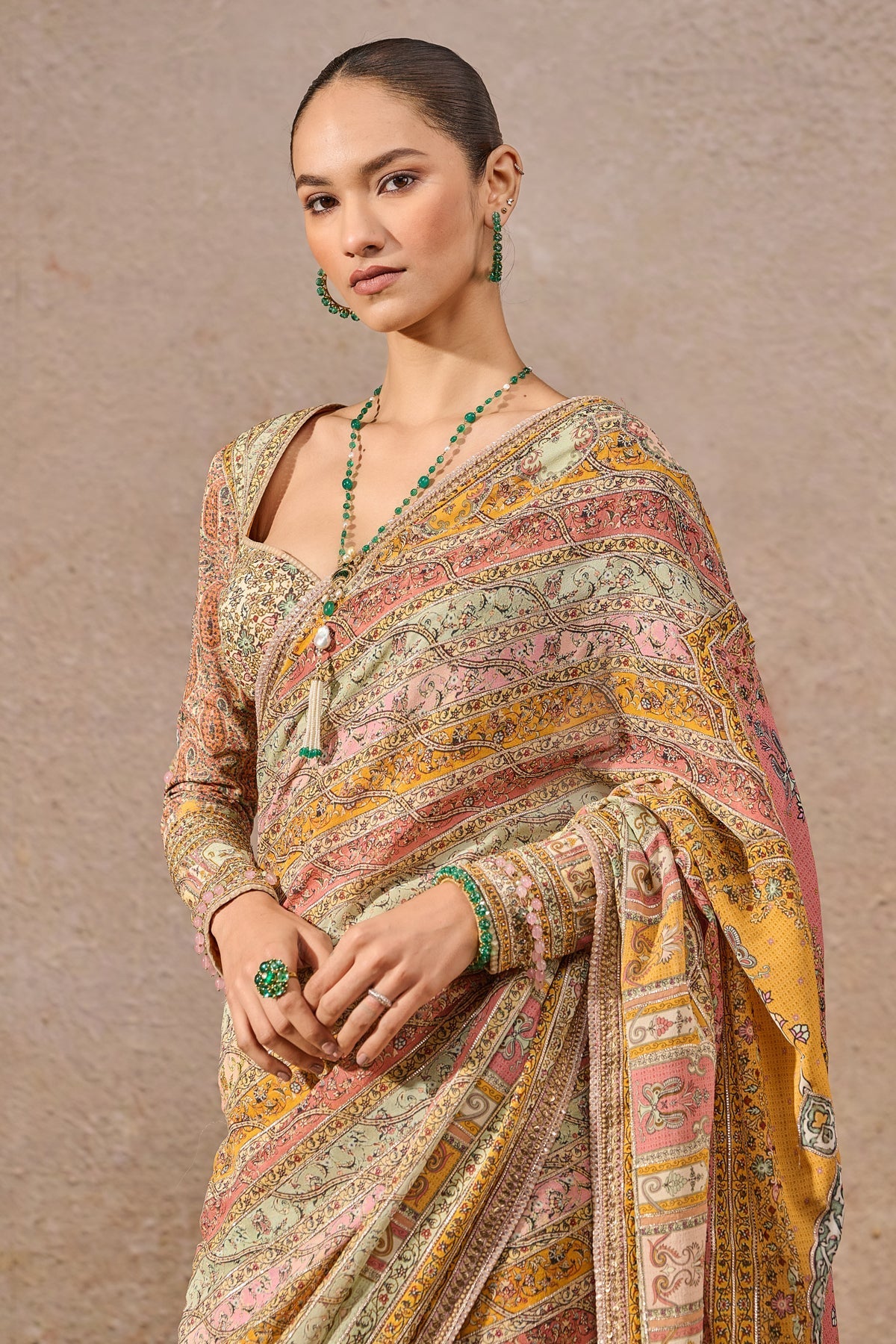 Tarun Tahiliani Printed Gota Saree