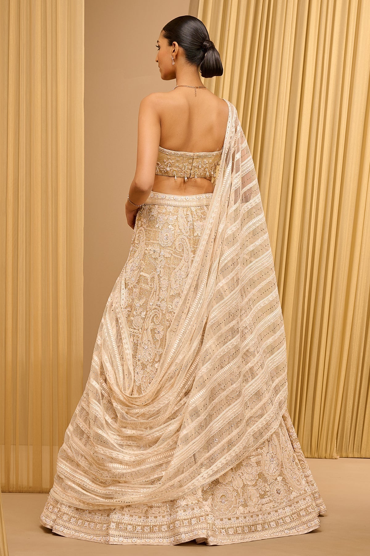 Tarun Tahiliani Lace Embroidered Paisley Lehenga