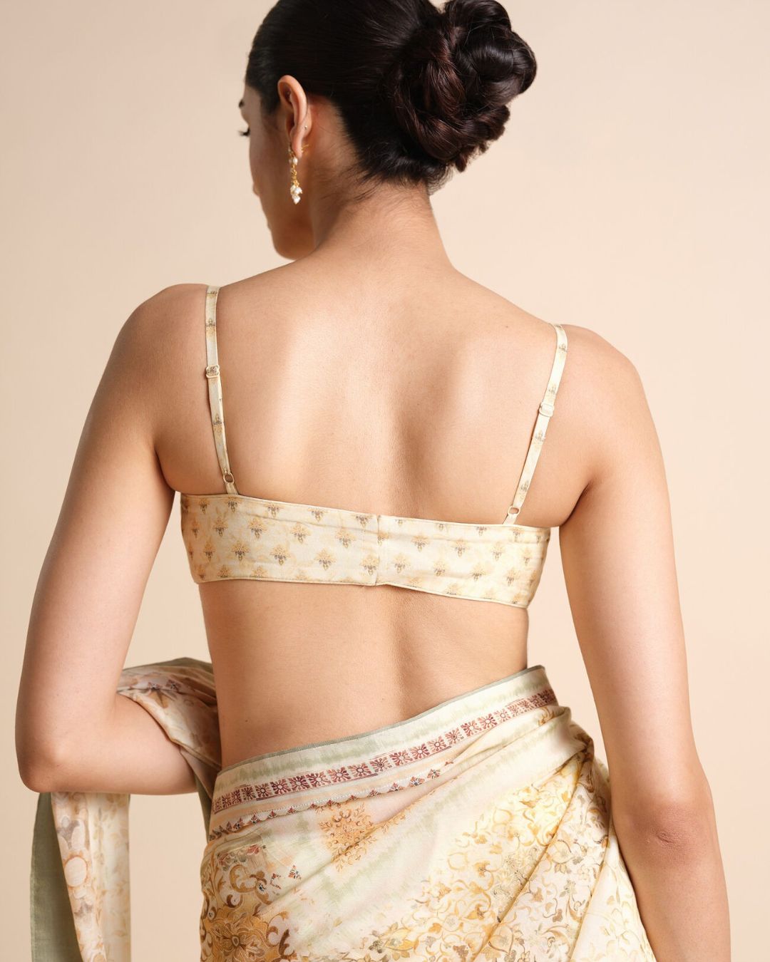 Vanora Printed Saree - Cream