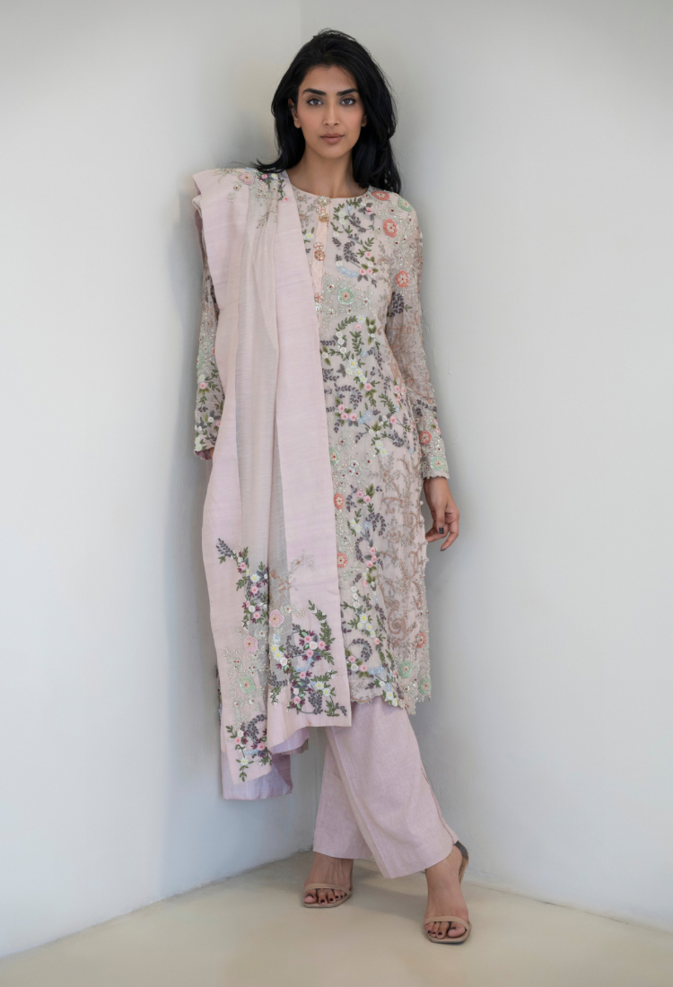 Anamika Khanna Pink Straight Suit