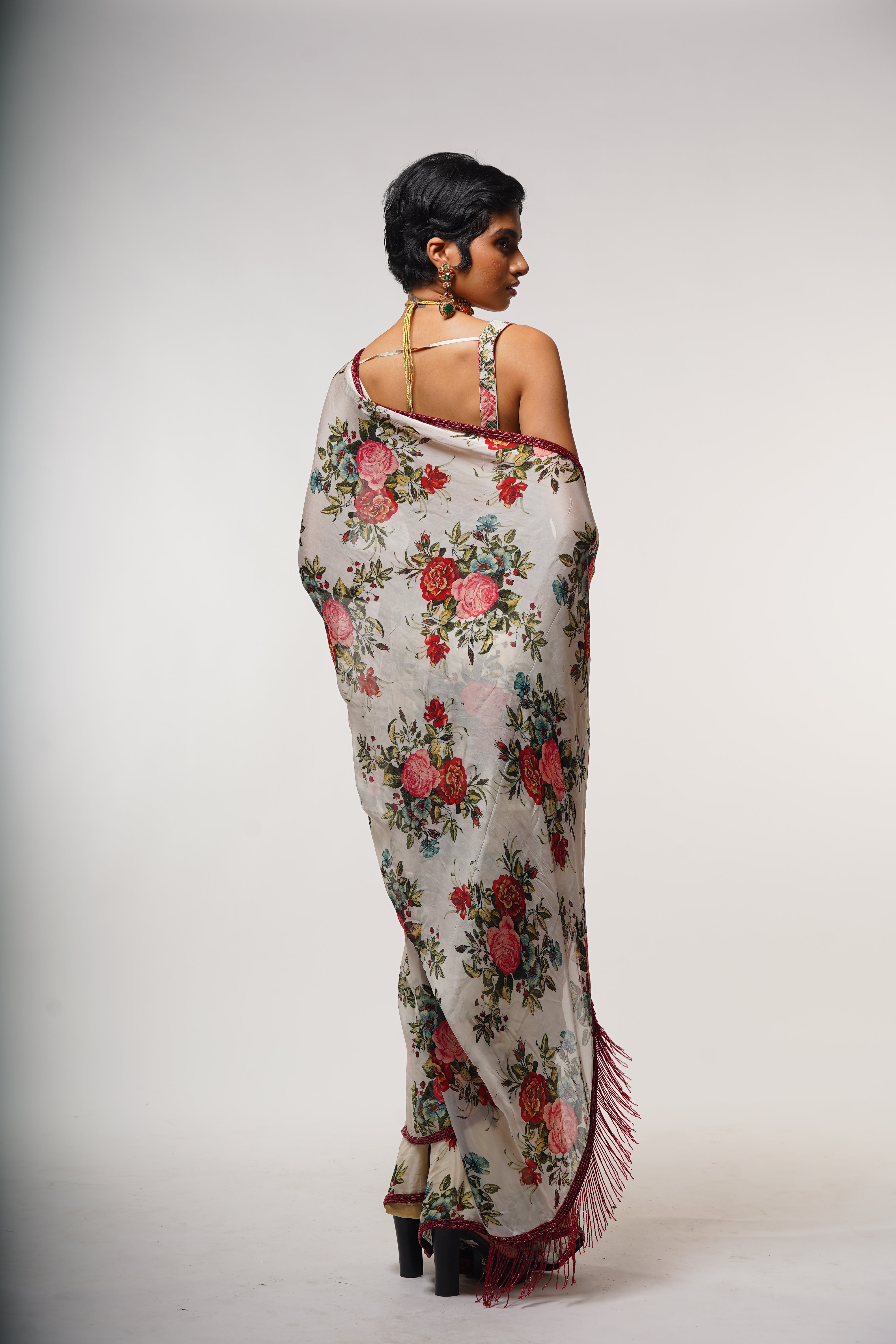 Vintage Bloom Printed PKG Saree