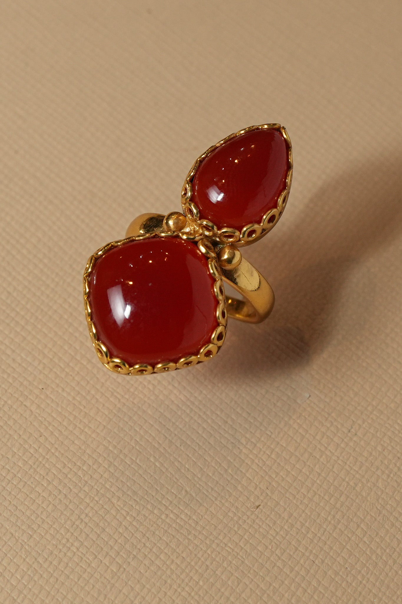 Amrapali Silver Gold Plated Carnelian Ring