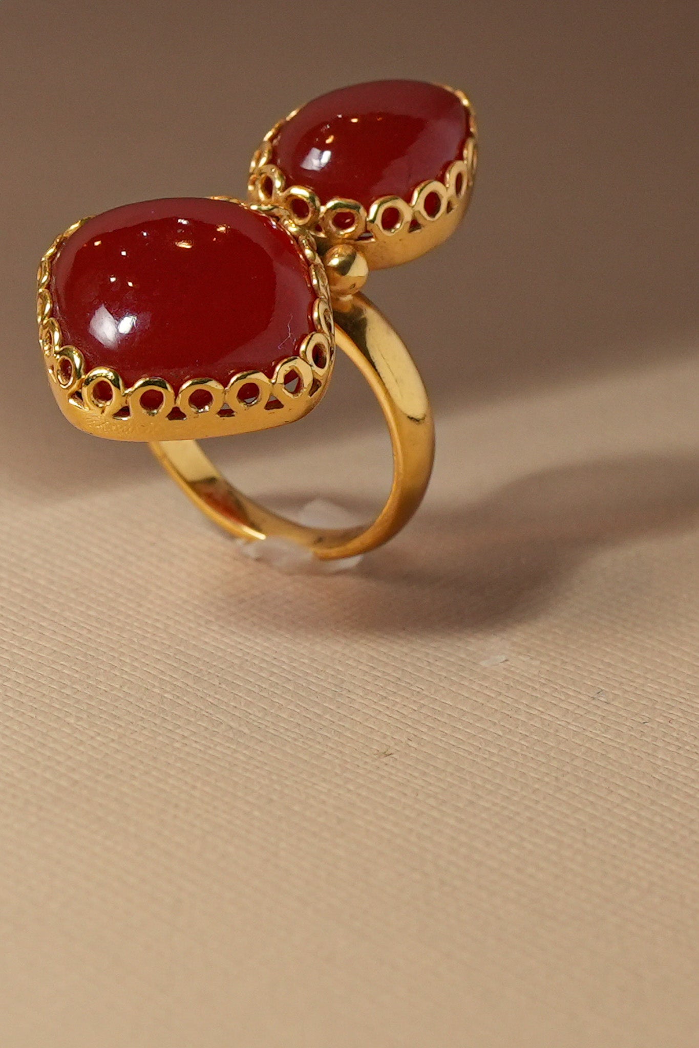 Amrapali Silver Gold Plated Carnelian Ring