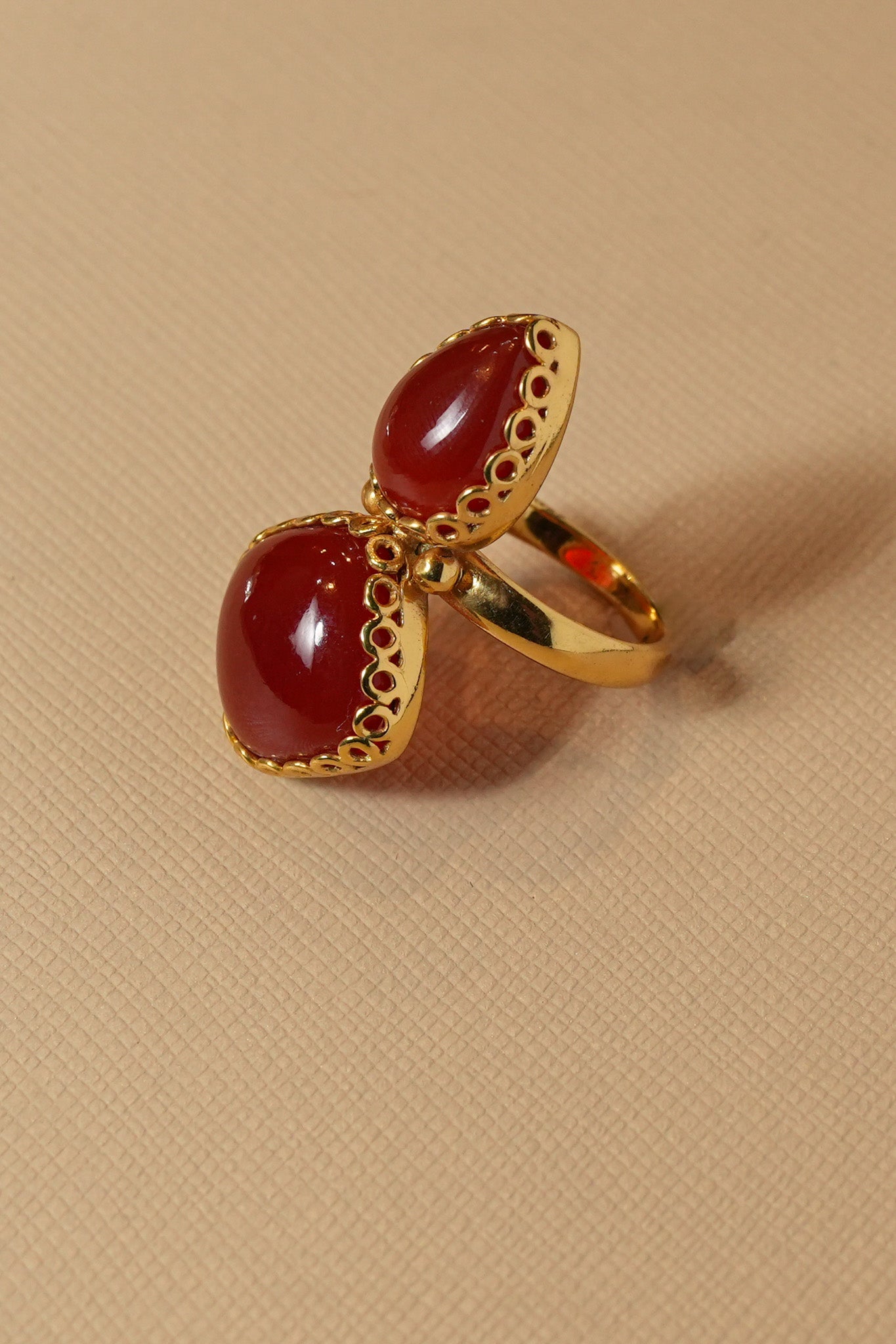 Amrapali Silver Gold Plated Carnelian Ring