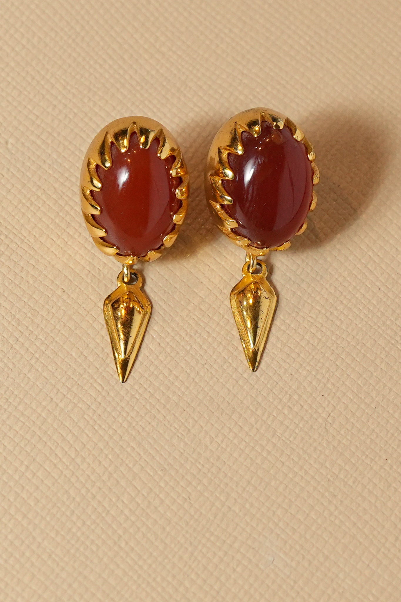 Silver Gold Plated Carnelian Earrings