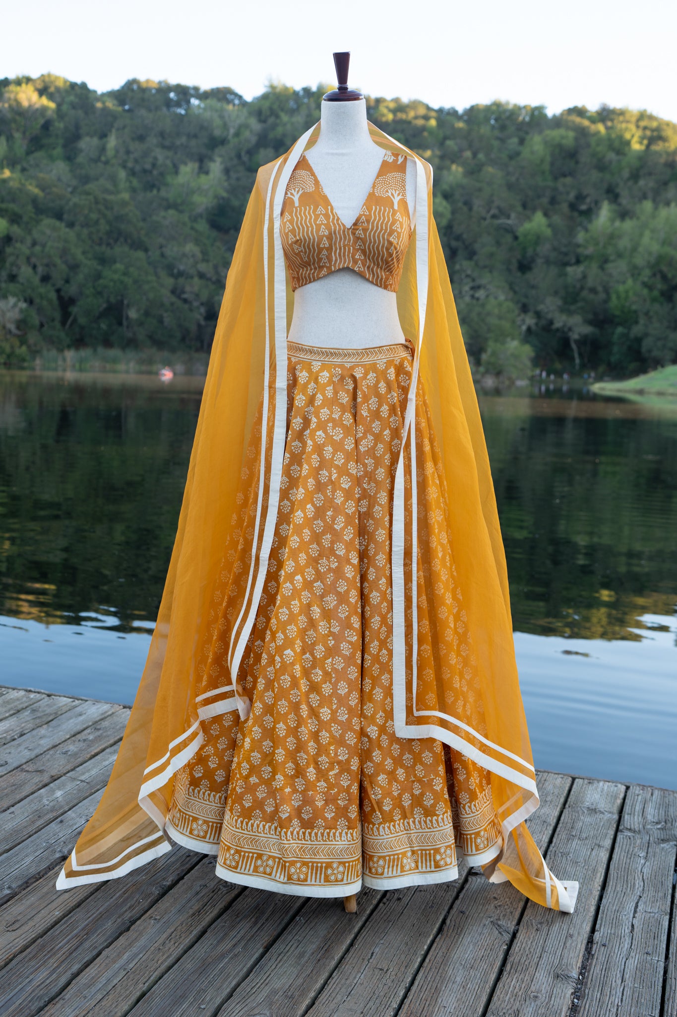 Yellow Murshidabad Silk Lehenga Set