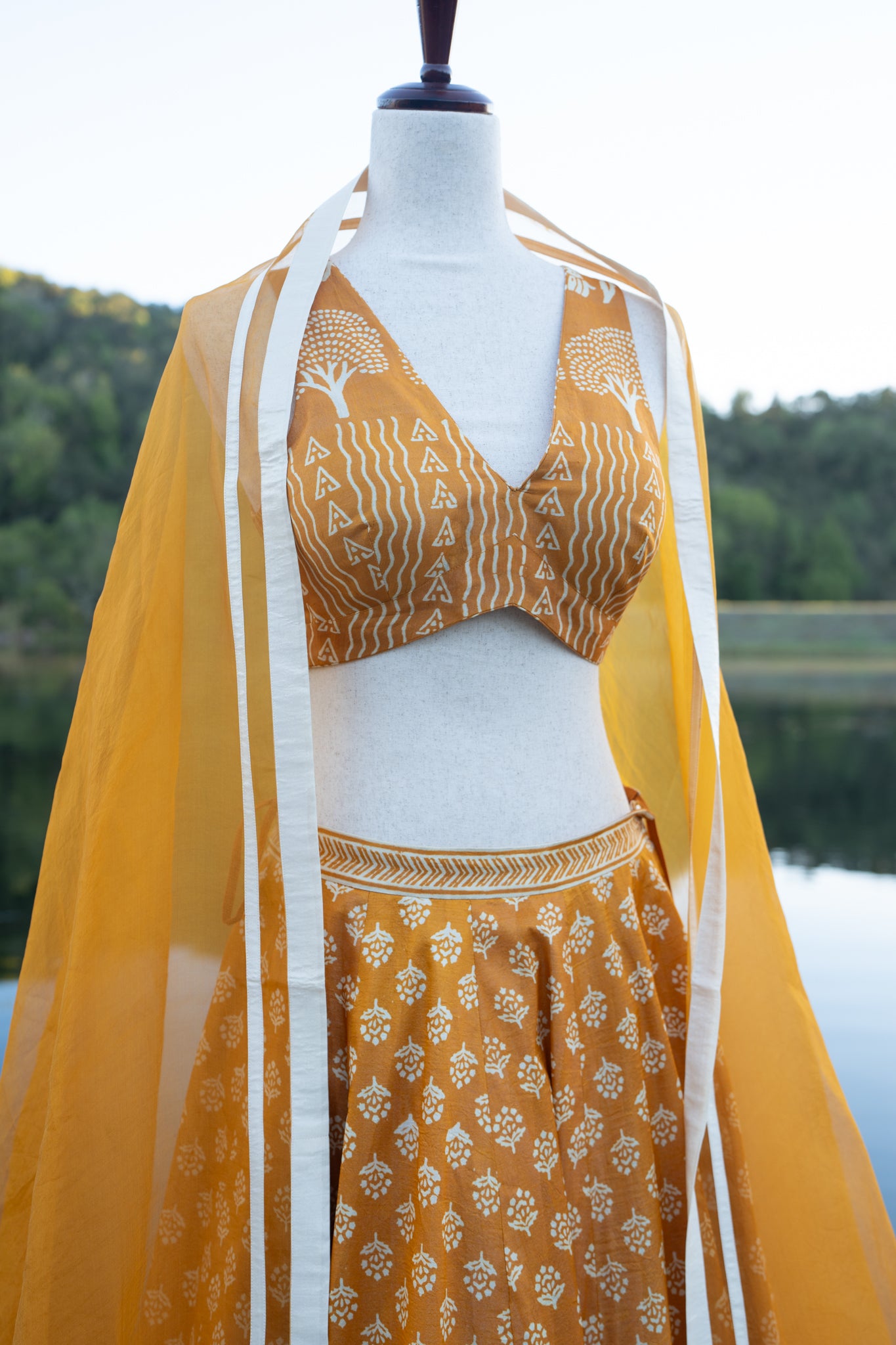 Yellow Murshidabad Silk Lehenga Set