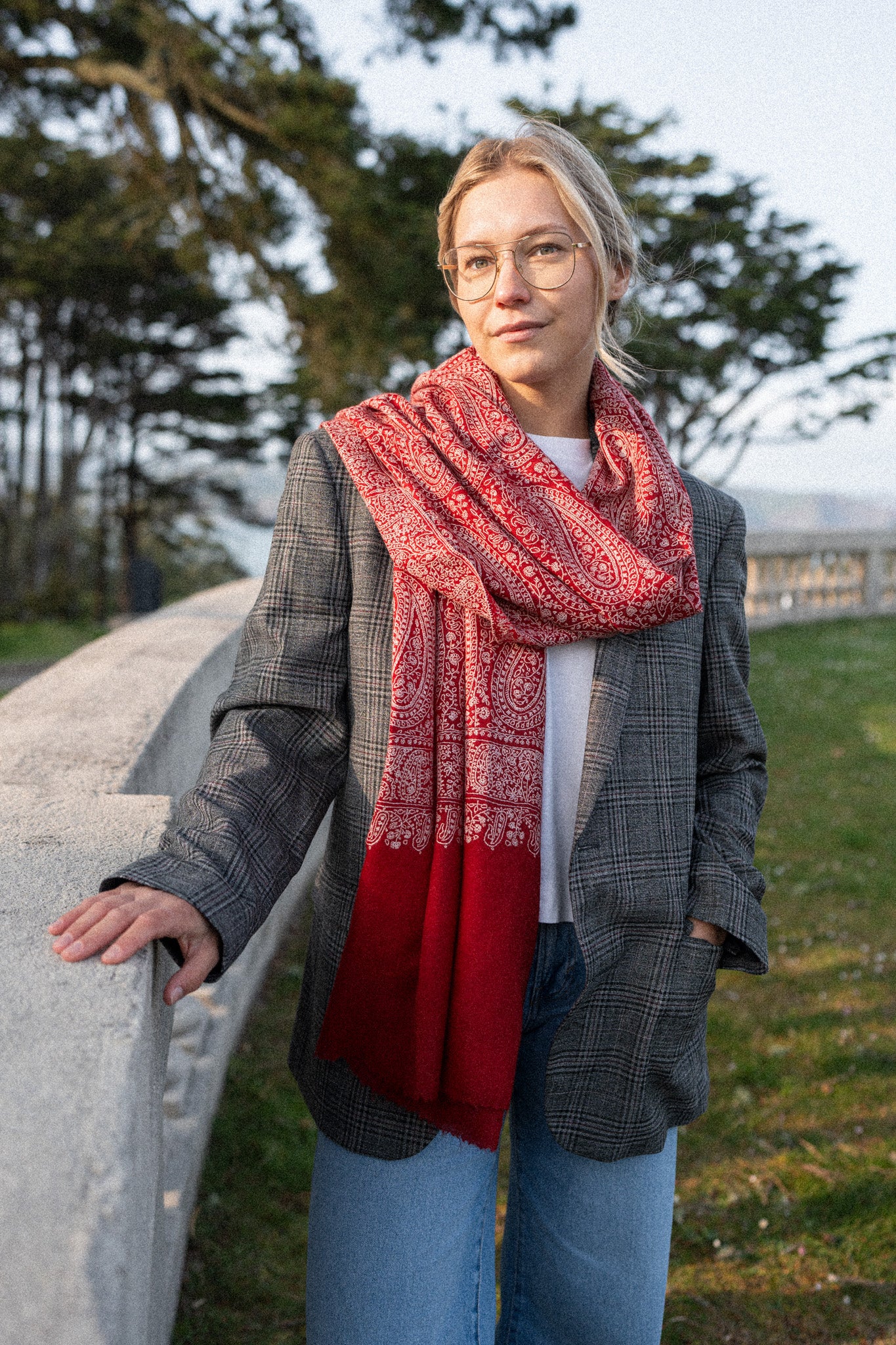 Lady in Red Pashmina Stole