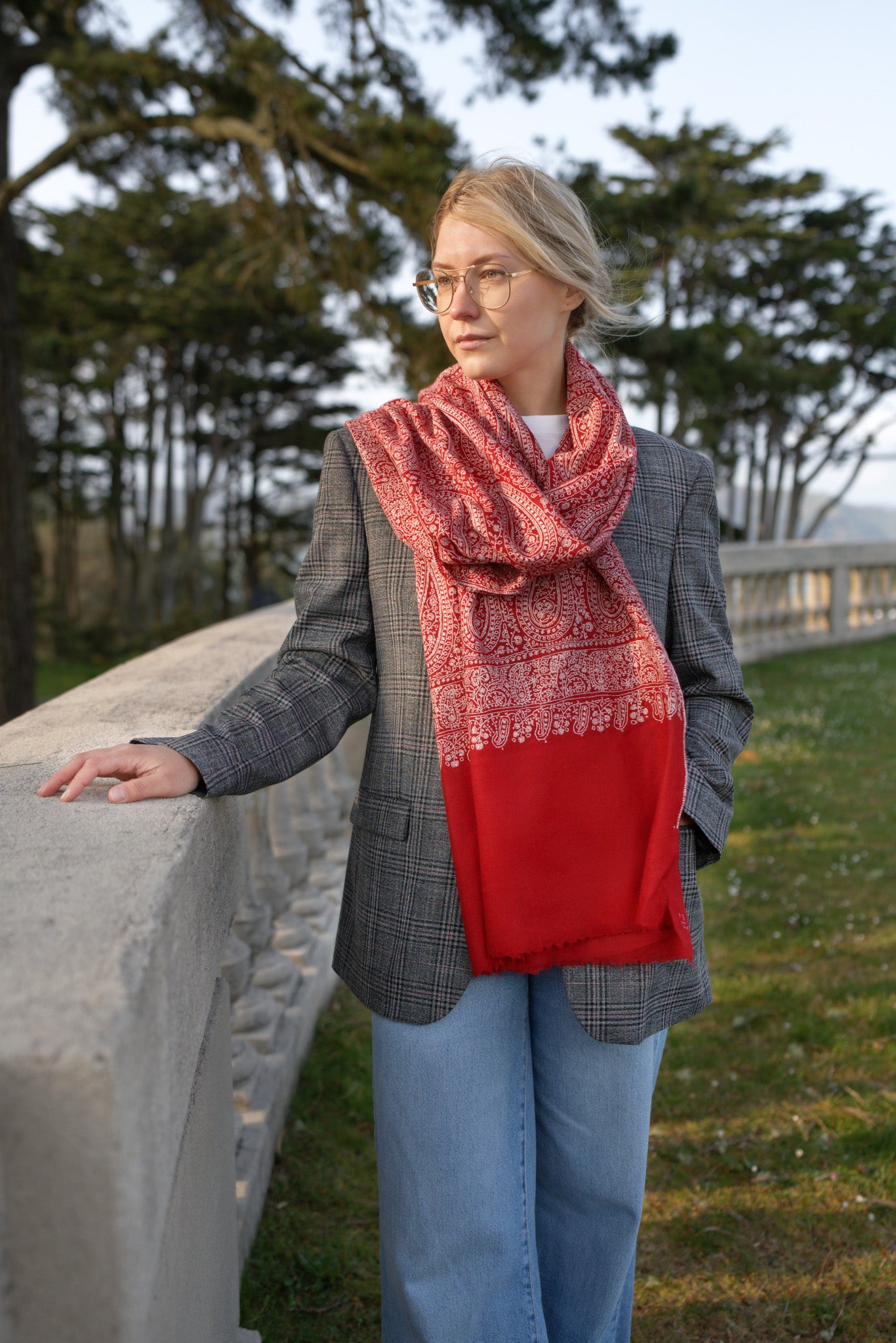 Lady in Red Pashmina Stole