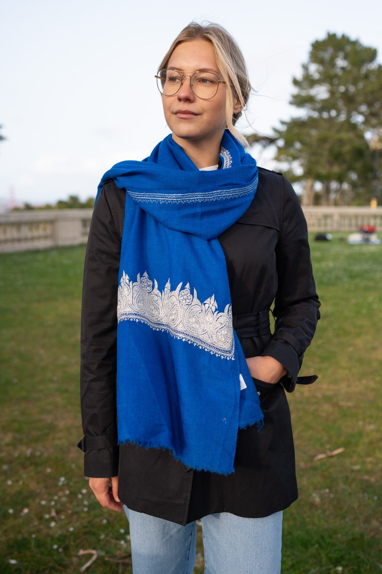Blue Tilla Pashmina Stole
