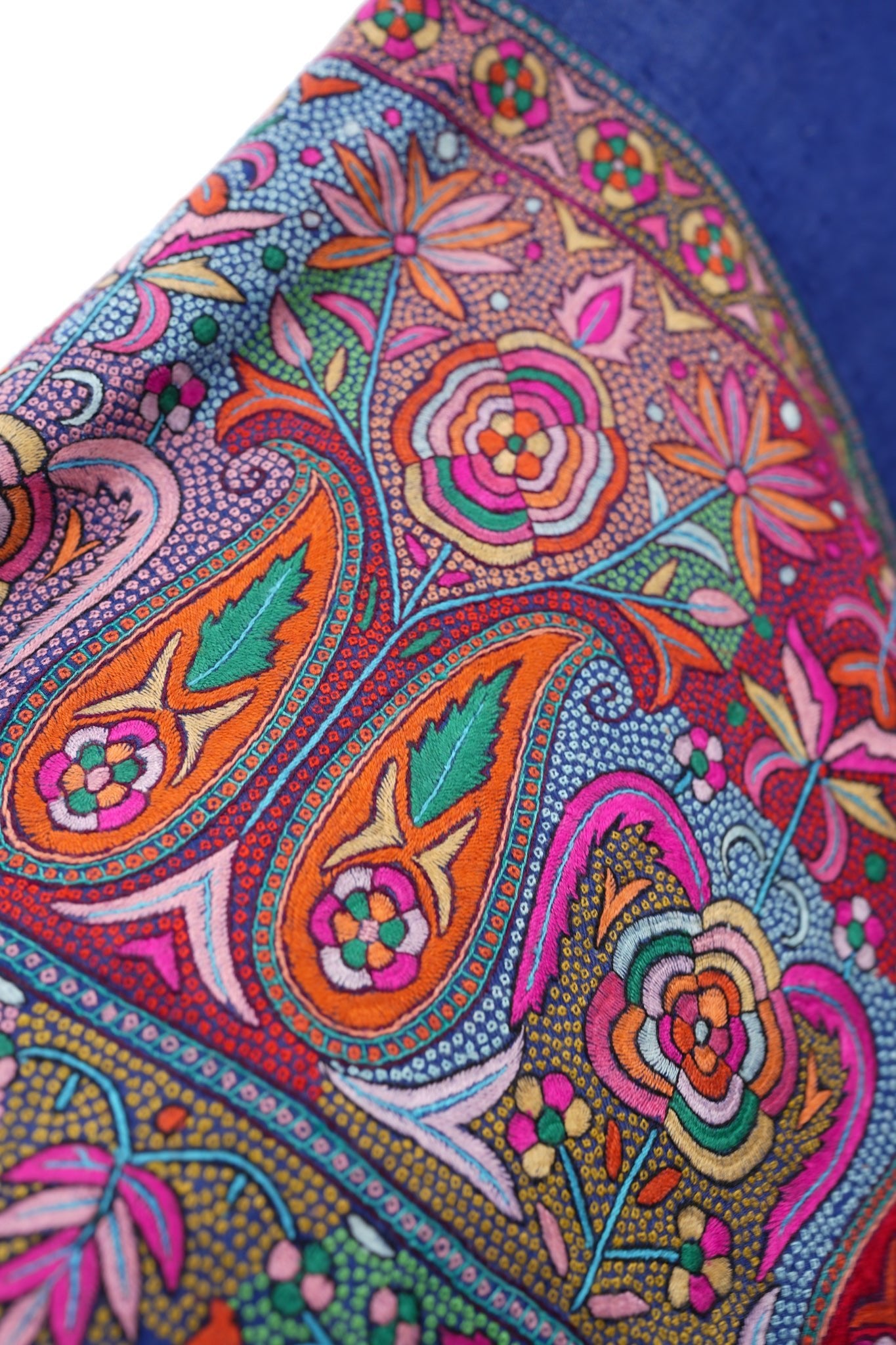 Blue Pashmina Shawl with Shawl Border