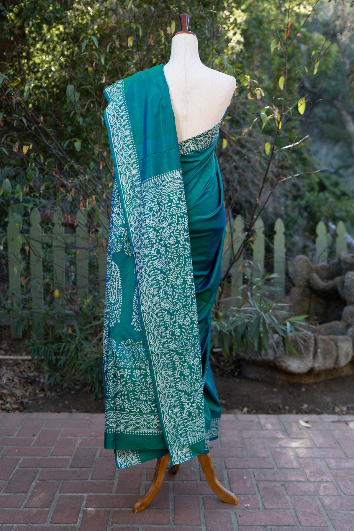 Turquoise Murshidabad Silk Saree