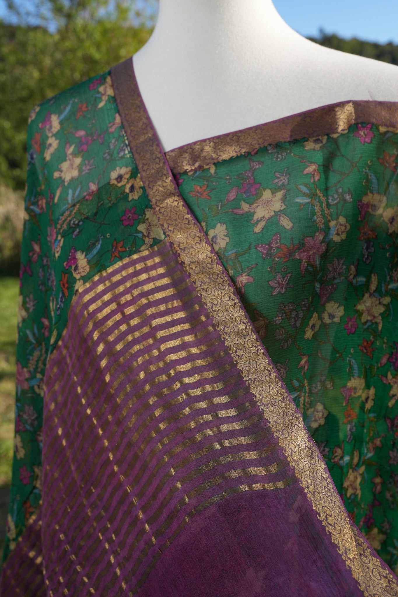 Printed chiffon saree