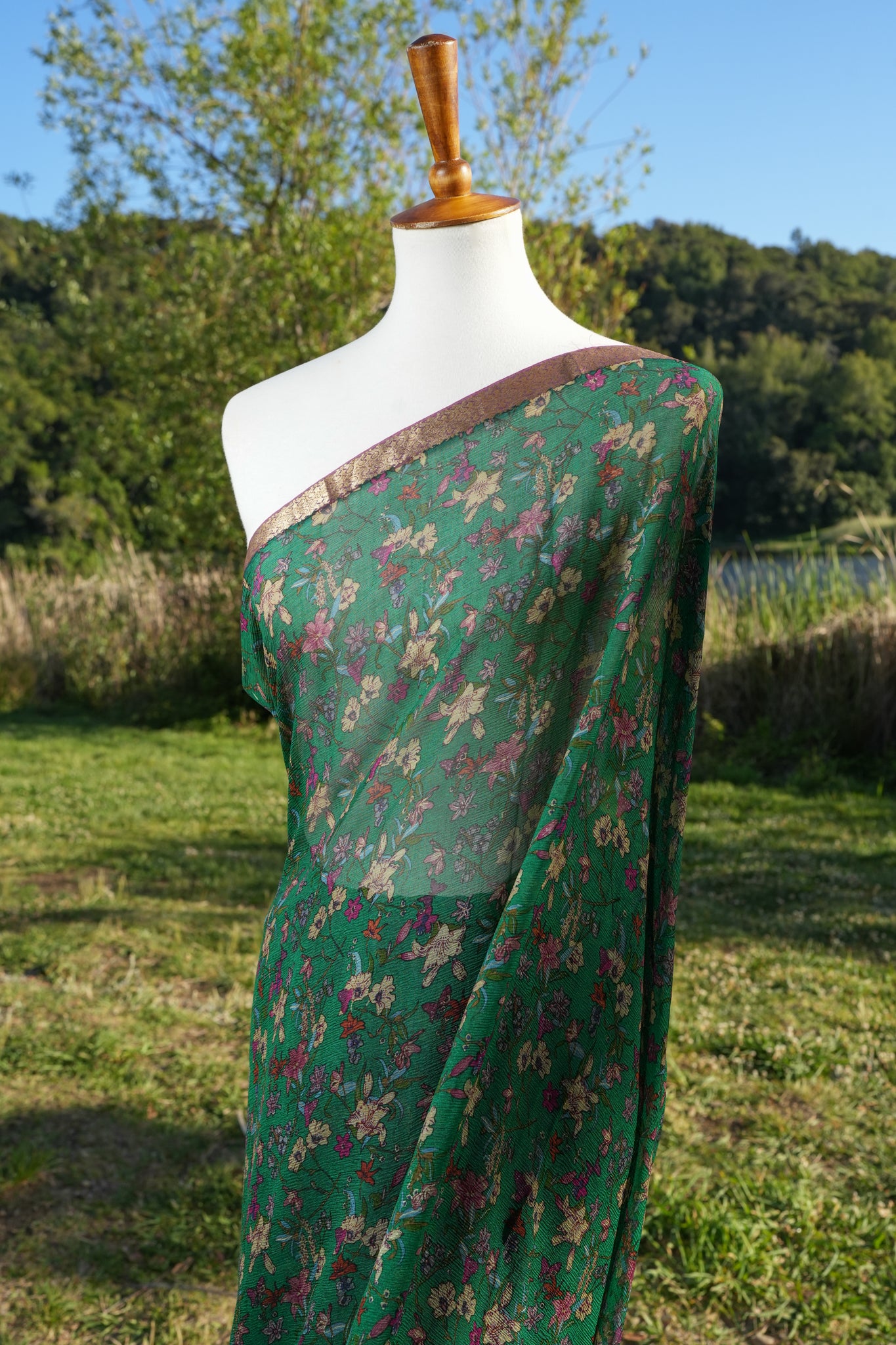 Printed chiffon saree