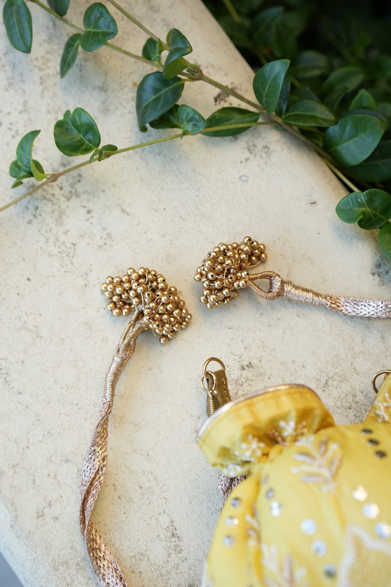 Lemon Meringue Chikankari Potli Bag