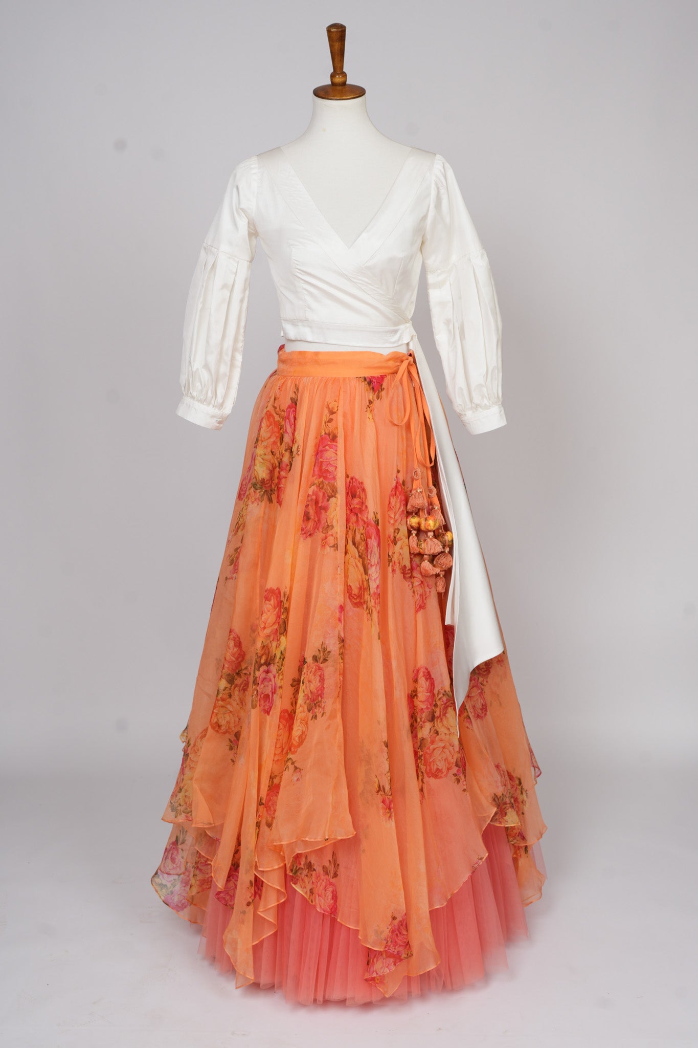 Printed Organza Lehenga with crop top
