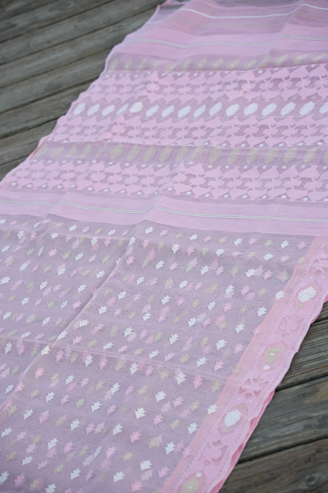 Pink Jamdani saree
