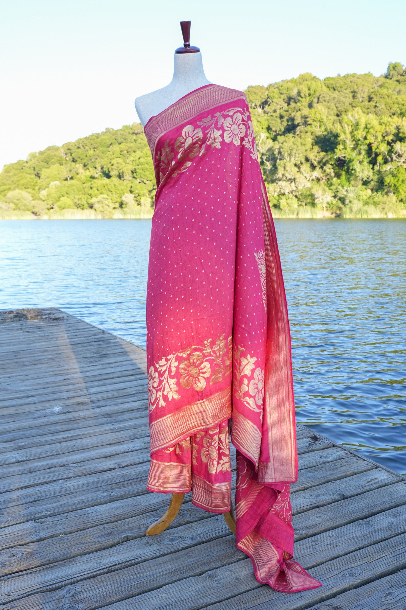 Lake Benarasi Muga Silk Sari
