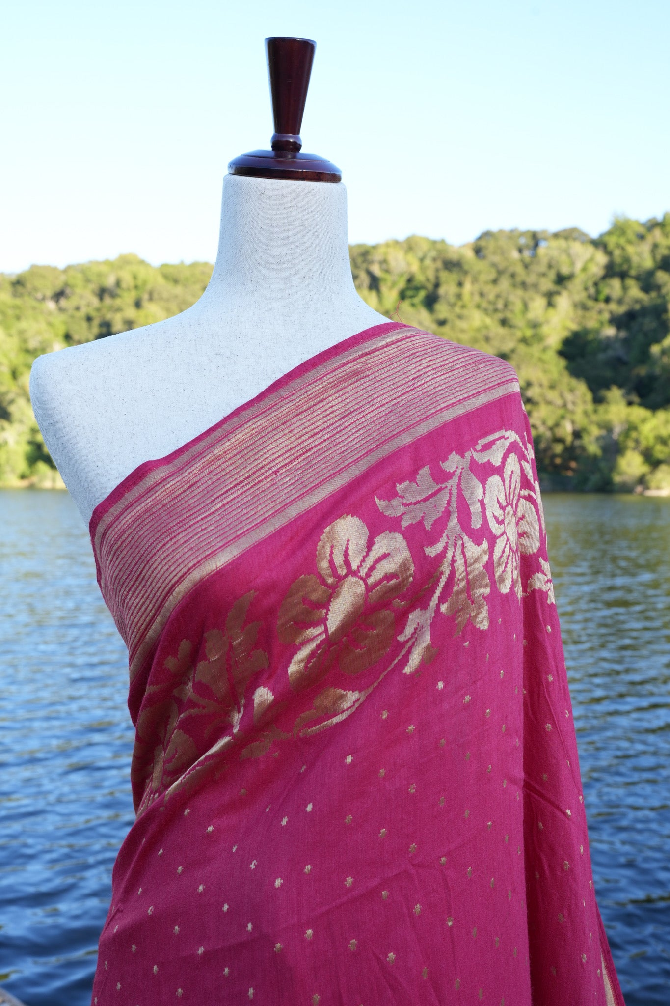 Lake Benarasi Muga Silk Sari