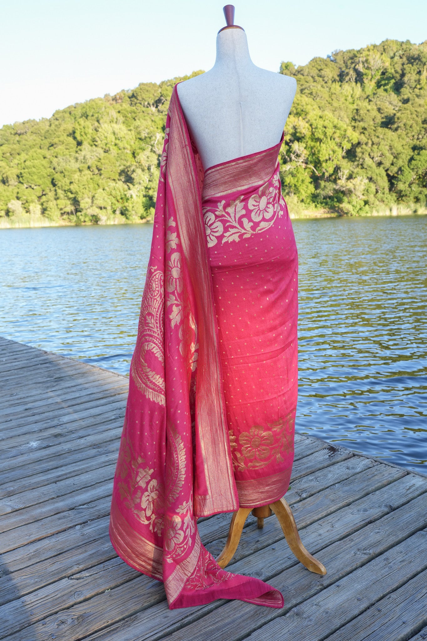 Lake Benarasi Muga Silk Sari