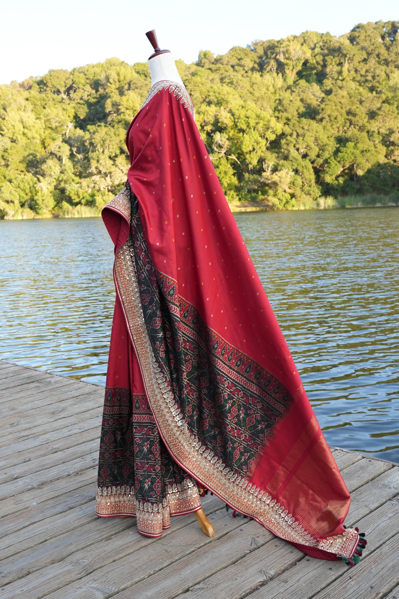 Ikat Saree with hand embroidered border