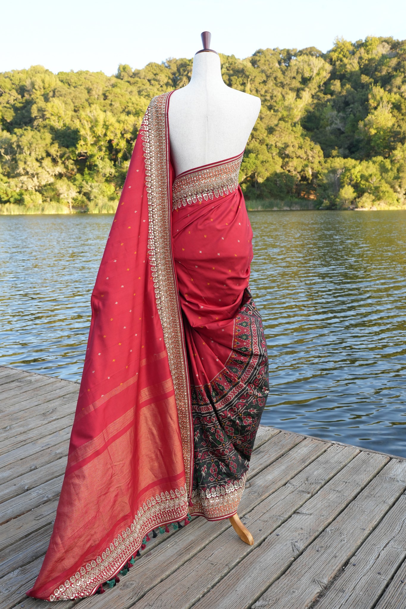 Ikat Saree with hand embroidered border