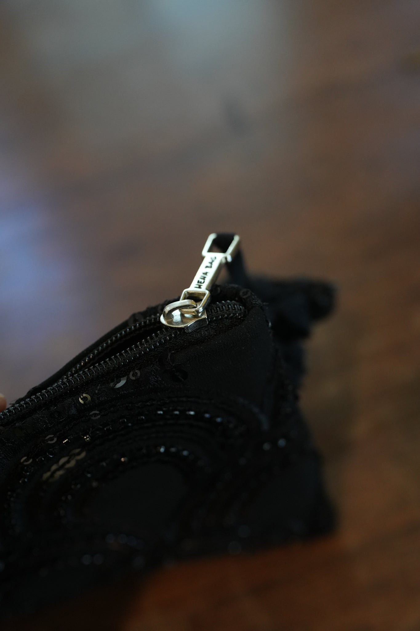 Black Sequinned Zipper Bag