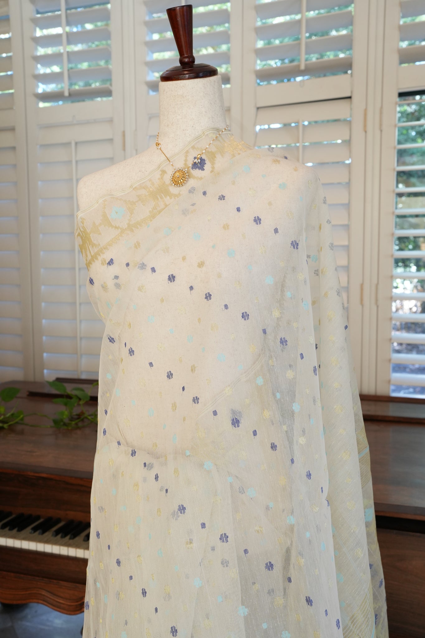 Cumulus Clouds Jamdani saree