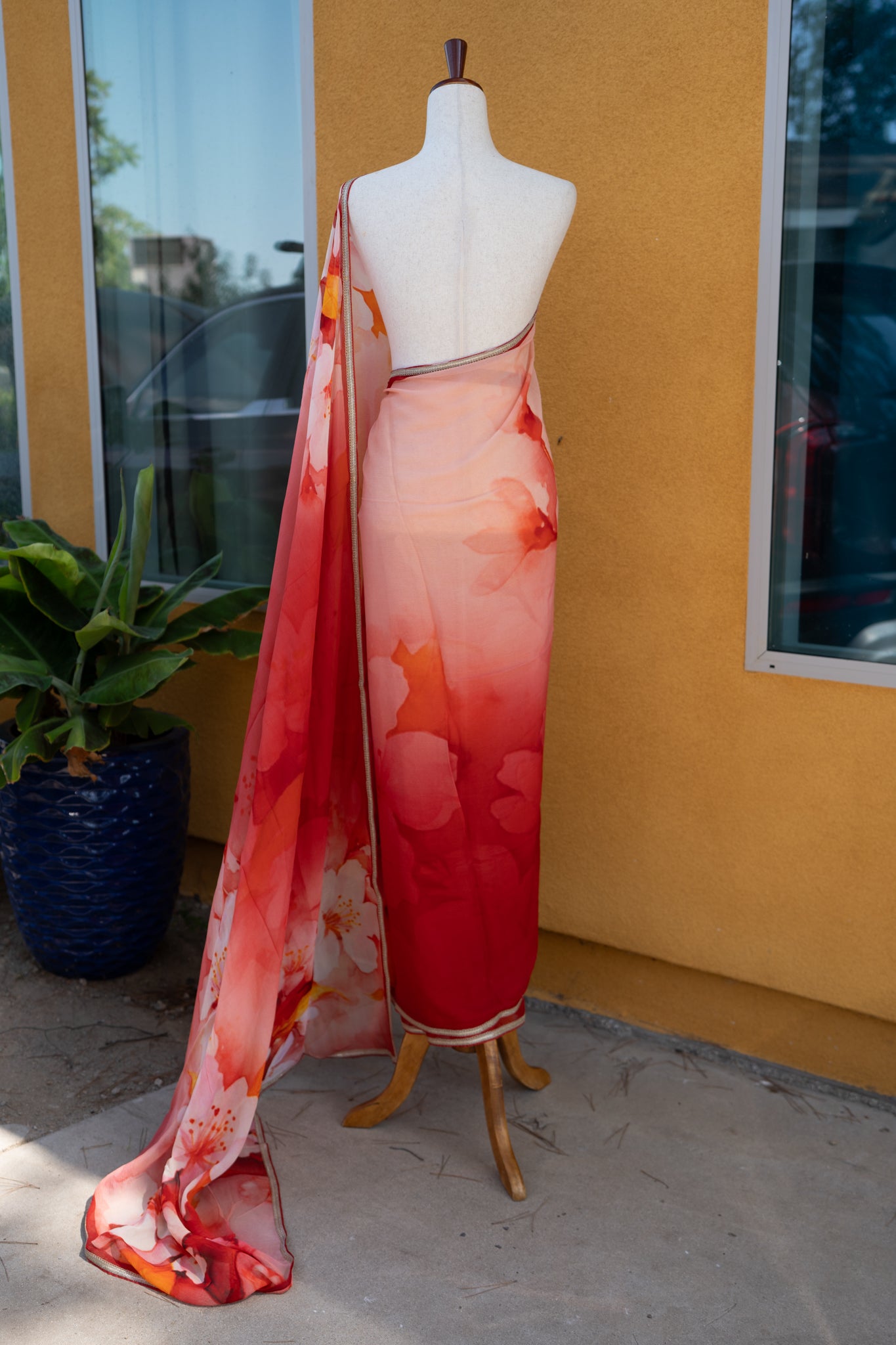 Printed chiffon saree