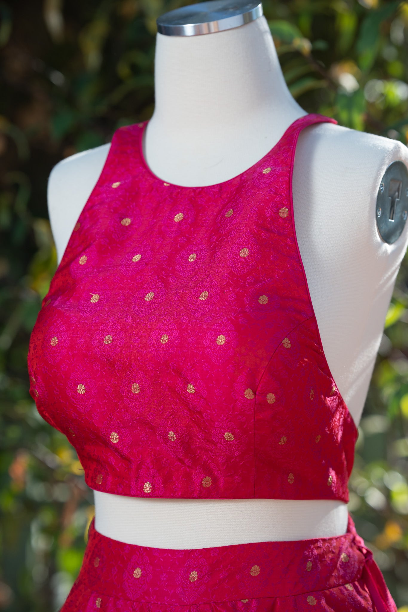 Hot Pink Hand Woven Benarasi Lehenga Set