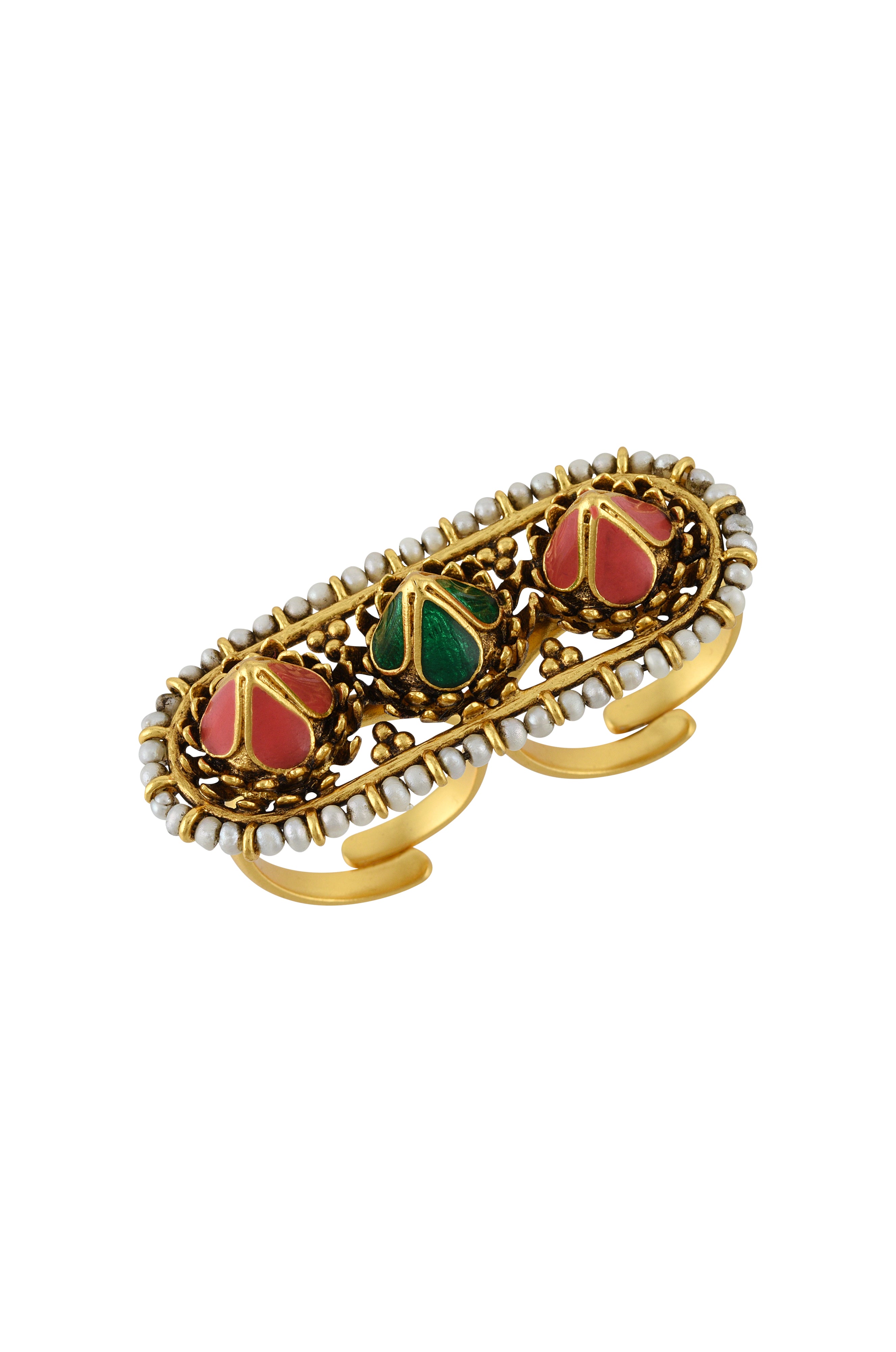 Silver Gold Plated Lotus Ring
