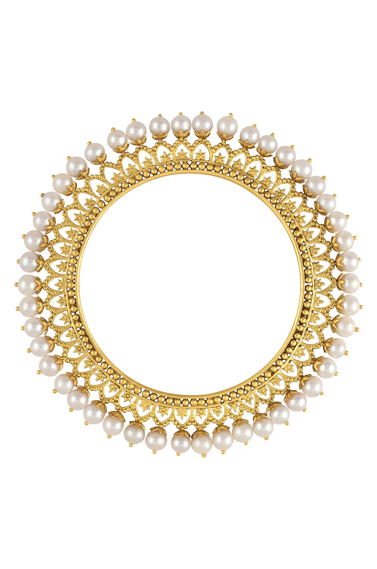 Silver Gold Plated Pearl Citrine Bud Bangle Set