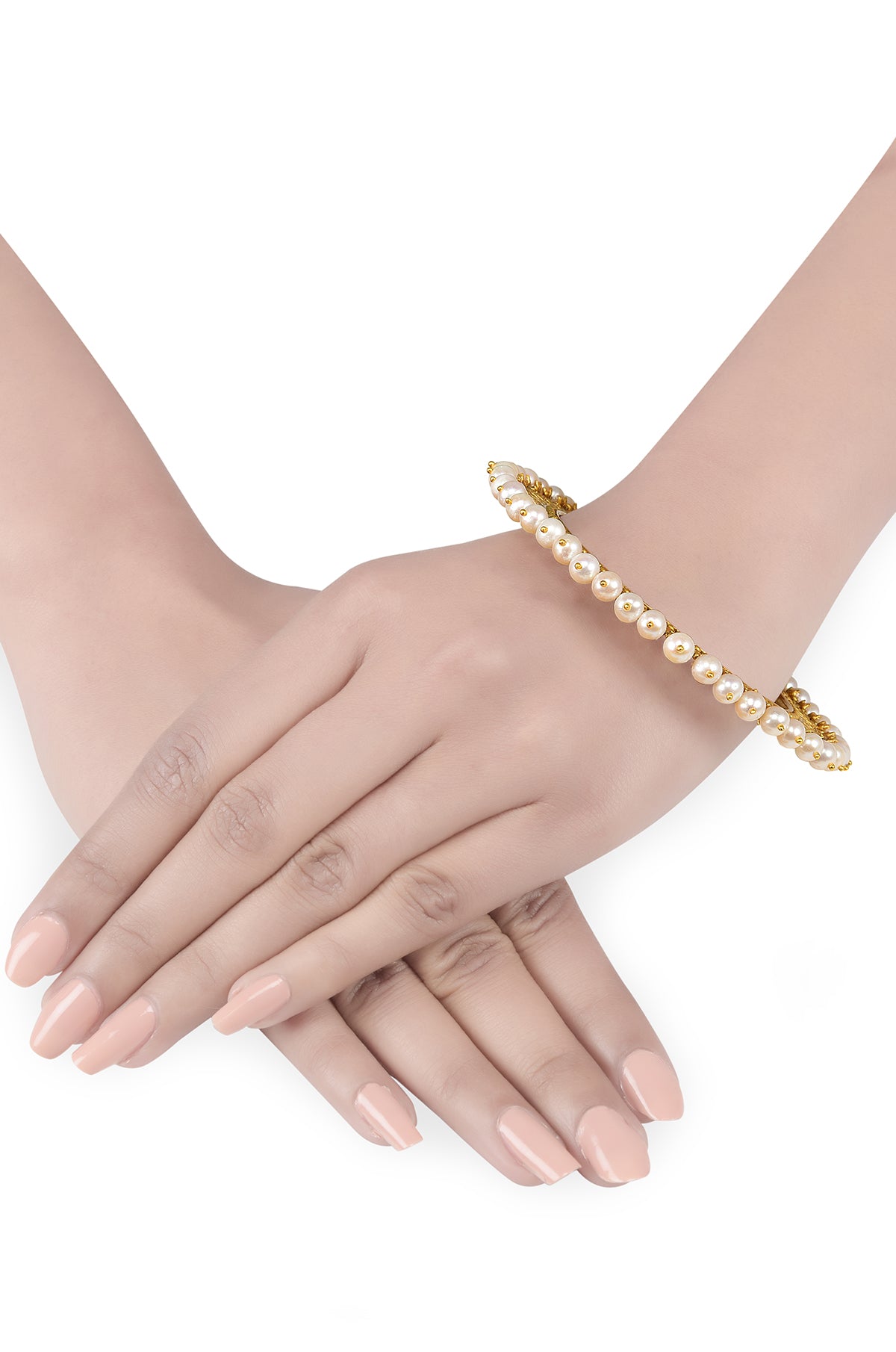 Silver Gold Plated Pearl Citrine Bud Bangle Set