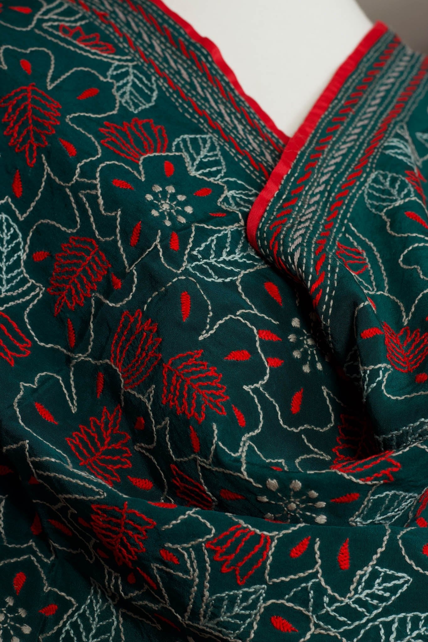 Forest Green Kantha Scarf