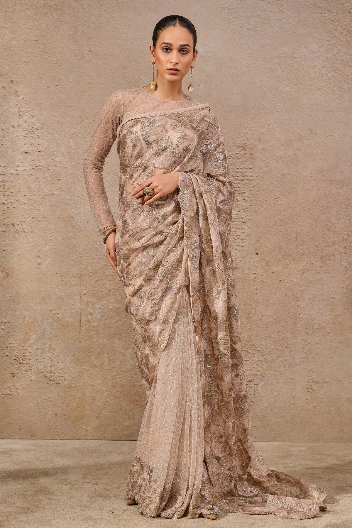 Tarun Tahiliani Floral Embroidered saree
