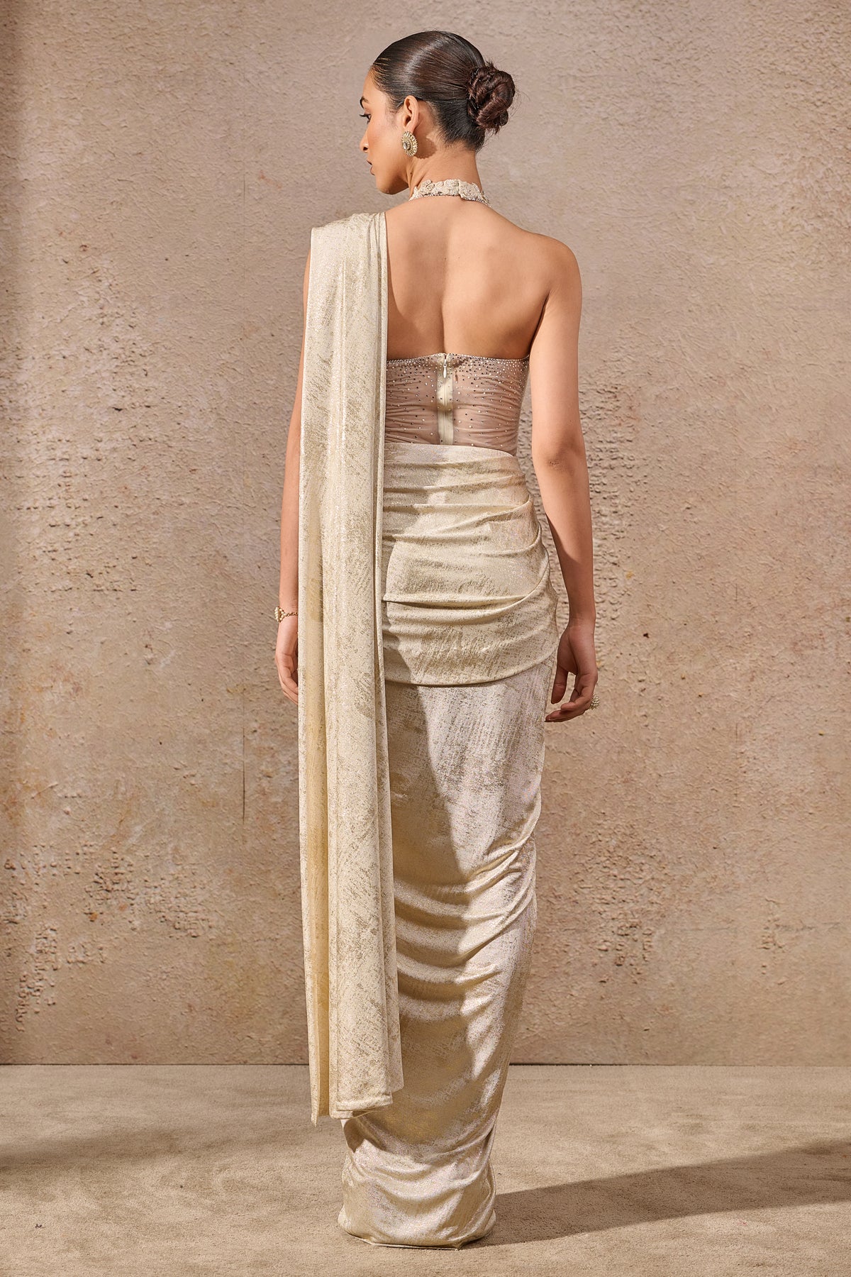Tarun Tahiliani Foil Jersey Concept Saree