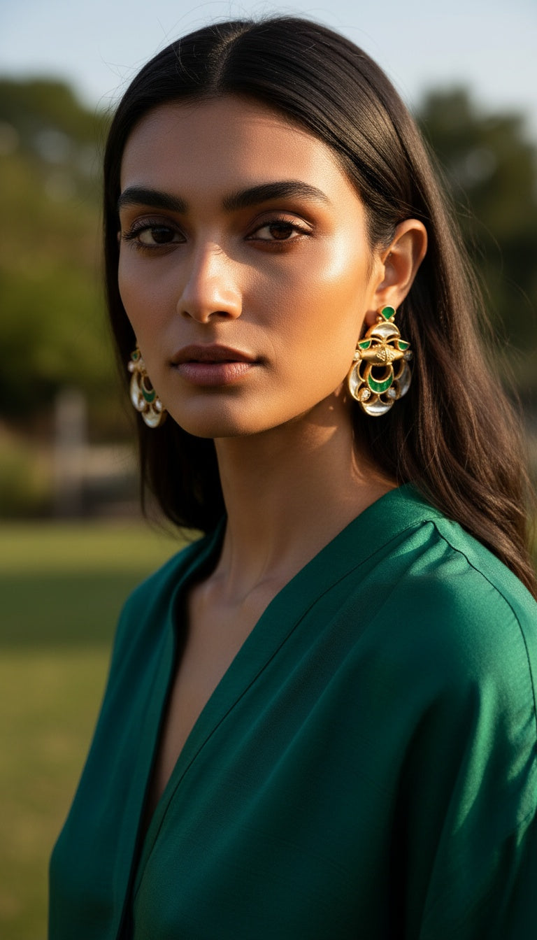 Silver Gold Plated Glass Earrings