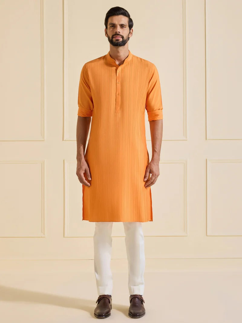 The Tangerine Symphony Kurta