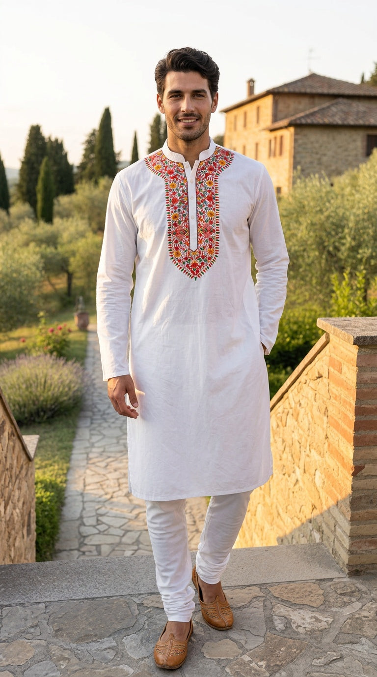 Kashmiri Poplin Kurta Set