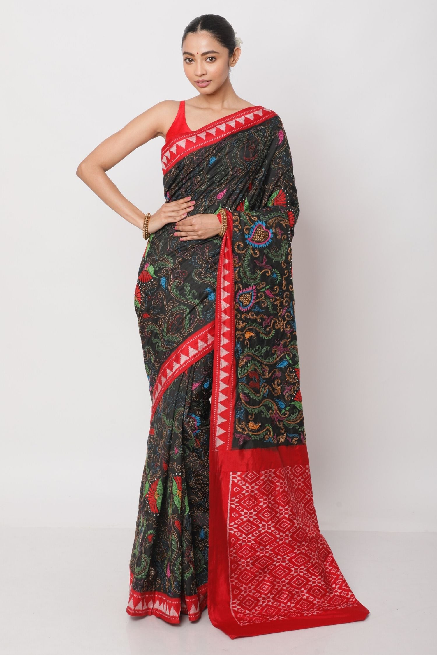 Ikat Kantha Saree
