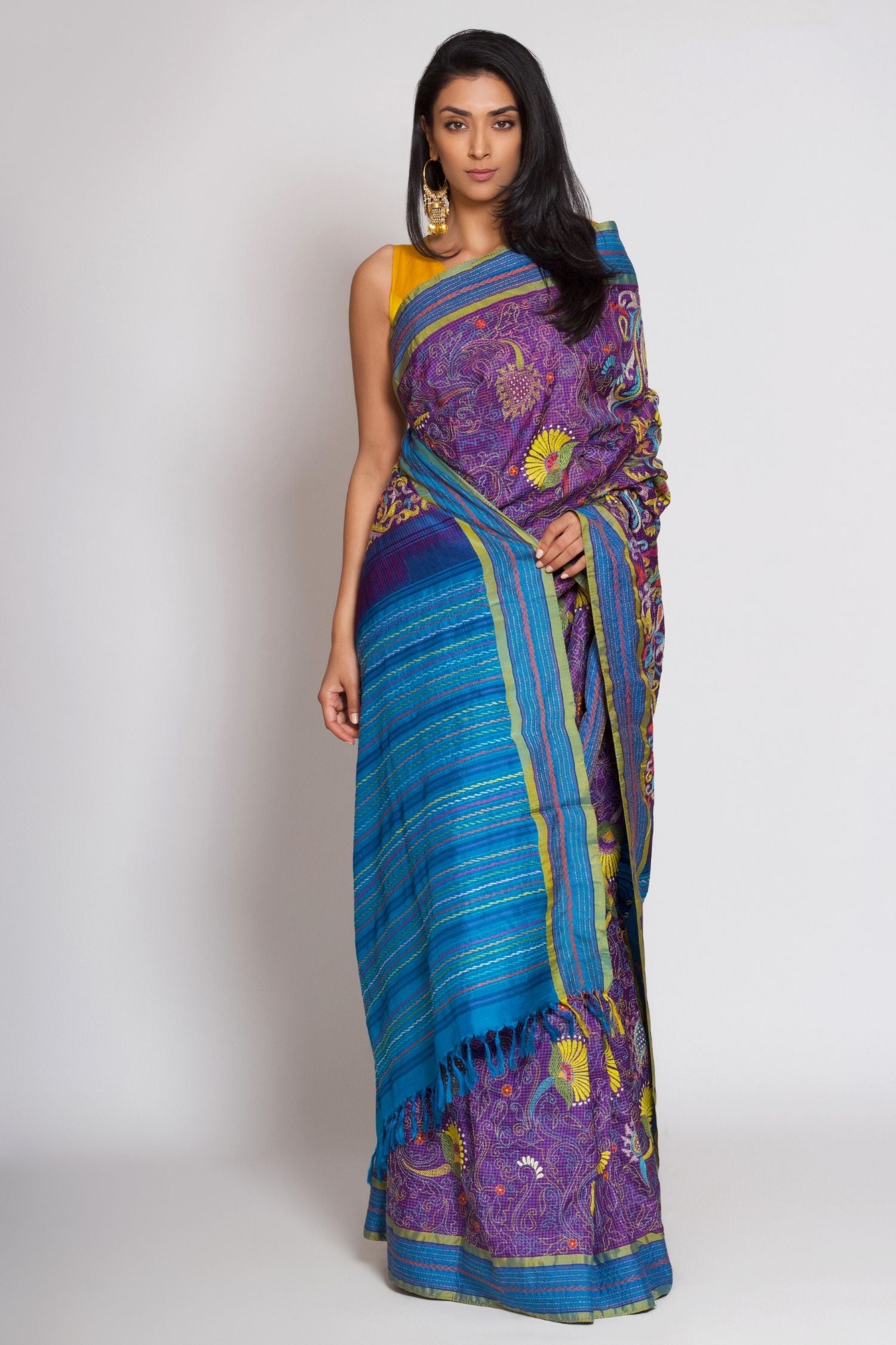 Kanjiveram Kantha Saree