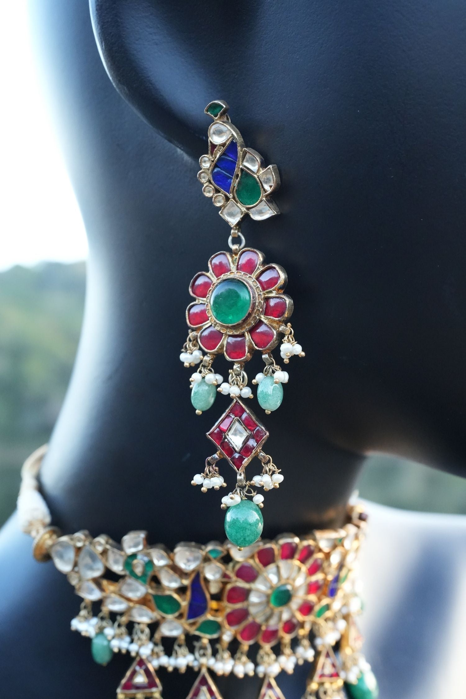 Amrapali Mayurpanki Silver Gold Plated Jewelry Set