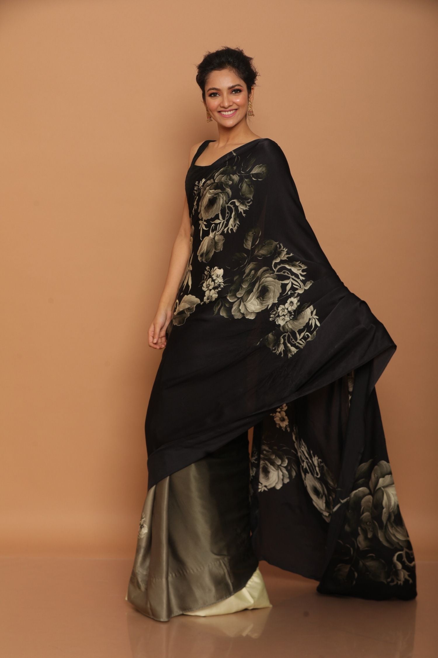 The Knife Flower Satin Saree