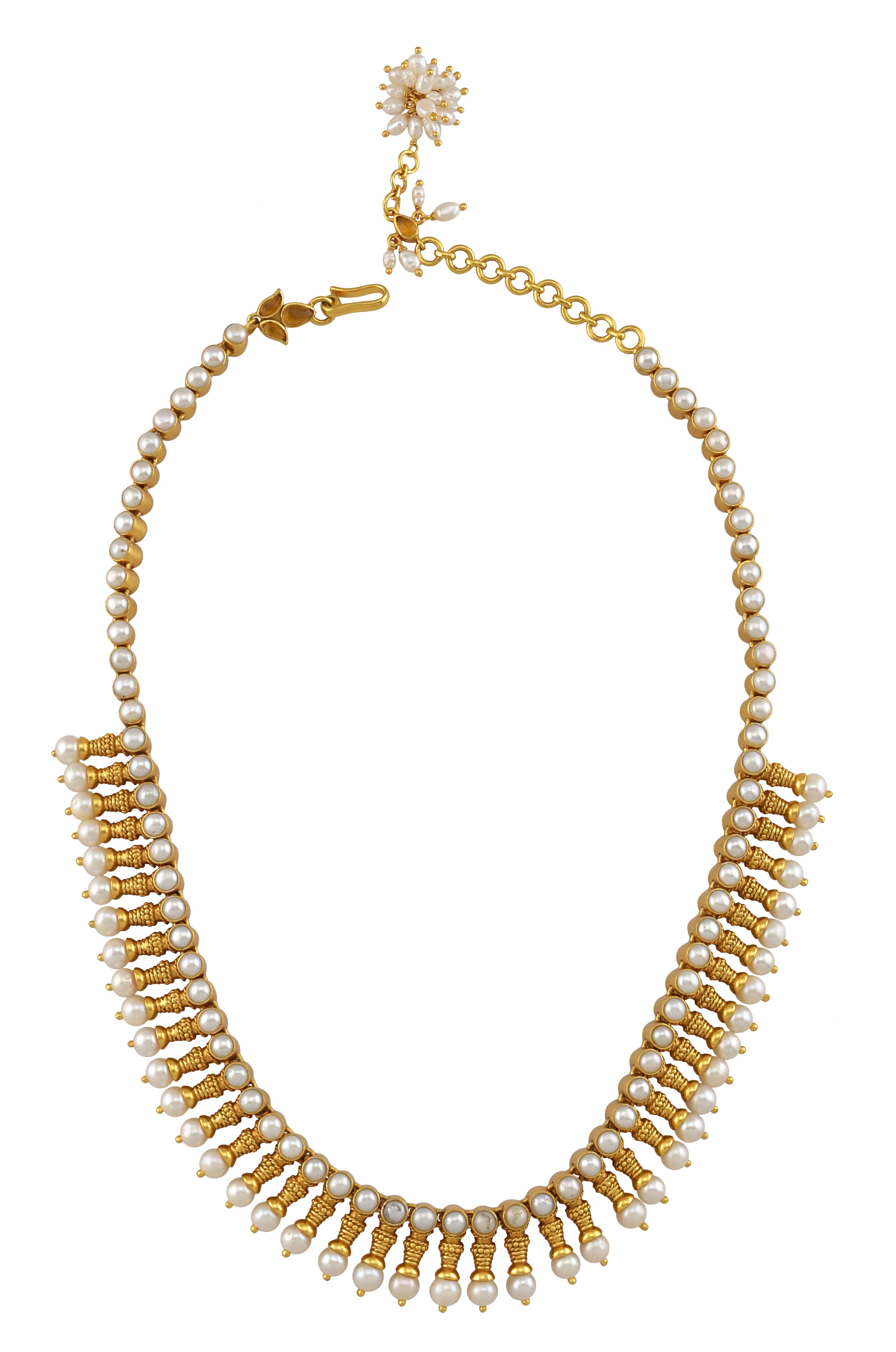 Silver Gold Plated Citrine Pearl Rawa Necklace