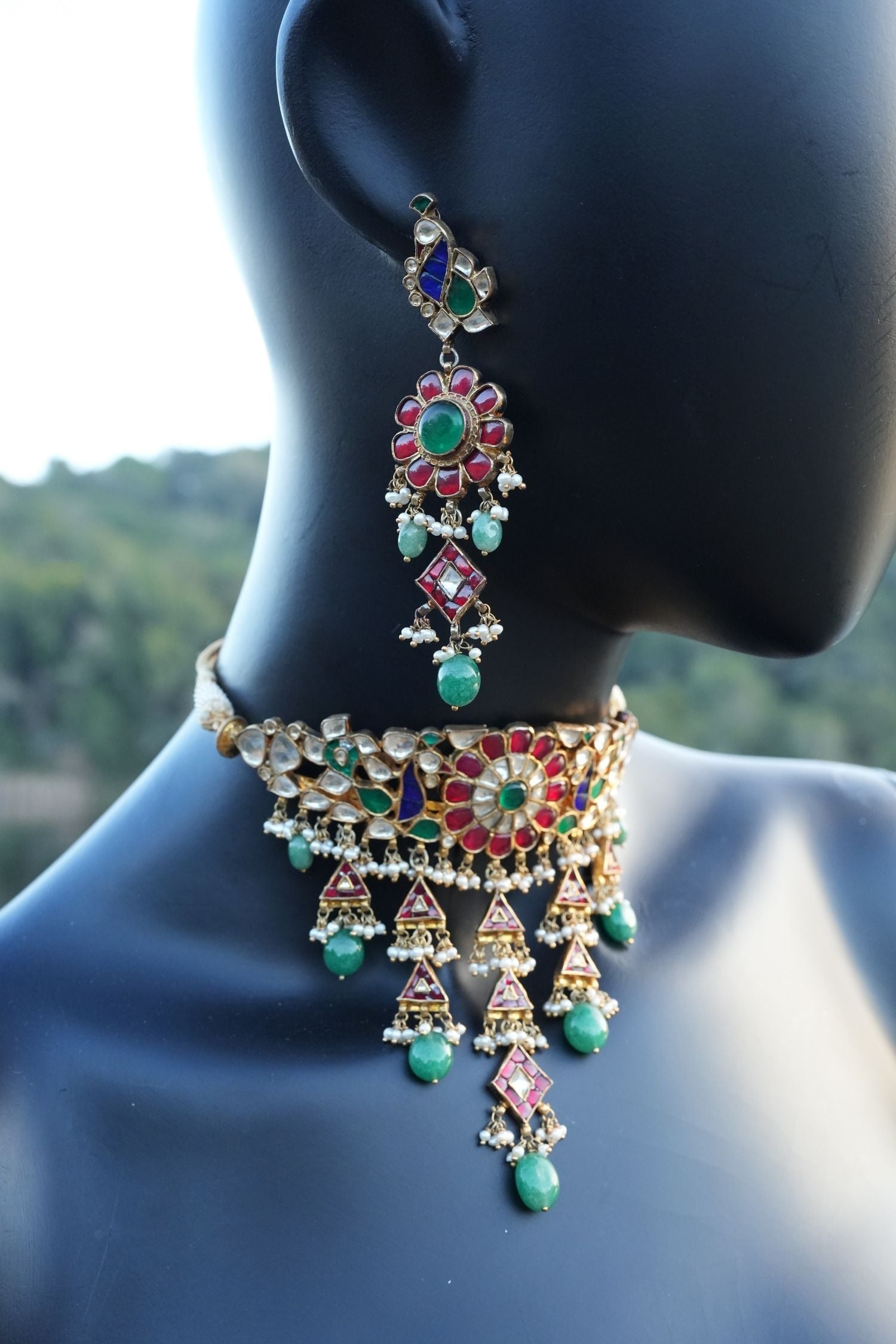 Amrapali Mayurpanki Silver Gold Plated Jewelry Set